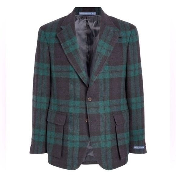 Polo Ralph Lauren Black Watch Plaid Virgin Wool Single Breasted Sport Coat - Picture 1 of 16